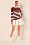 15820 Button Detailed Striped Sweater - Brown - 3