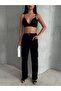 Women's Black Color Lycra Fabric Straight Fit Denim