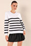 15820 Button Detailed Striped Sweater - C. Black