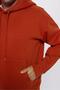 Unisex Oversize Wide Cut Cotton Soft Textured Inside Fleece Basic Brick Color Hooded Sweatshi - 4