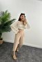 Women's Cream Depox Crop Blouse Openwork Knitwear Knitted - 5