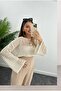 Women's Cream Depox Crop Blouse Openwork Knitwear Knitted - 4