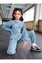 Girl's Oversize Strappy Crop Tracksuit 3 Piece Set