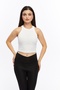 White Color Ribbed Sleeveless T-Shirt