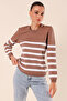 15820 Button Detailed Striped Sweater - Dusty Rose