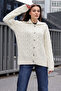 15856 Hair Braided Cardigan - Ecru - 3