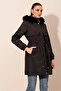 9129 Hooded Faux Fur Coat - Black - 5