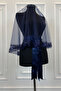 Navy Blue Large Sequin and Pearl Bridal Veil Set, Henna Night Cover 6 Pieces - 4