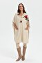 Women's Shoulder Floral Embroidered Hooded Poncho - T. Melange - 4