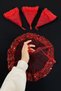 Red Bride Groom Handkerchief, Wide Sequins and Pearls, Wedding Party Bridesmaid Promise Engagement Henna Circumcision Handkerchief