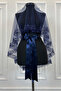 Navy Blue Large Sequin and Pearl Bridal Veil Set, Henna Night Cover 6 Pieces - 5