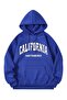 Unisex Cobalt Blue California Printed Hooded Oversize Sweatshirt