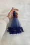 Navy Blue Bride Groom Halay Handkerchief with Wide Sequins and Pearls, Wedding Henna Promise Engagement Circumcision Bride Albanian - 4