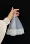 White Bride Groom Halay Handkerchief, Wide Sequins and Pearls, Wedding Henna Promise Engagement Circumcision Bride Bridesmaid - 5