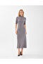 Grey Round Neck with Seat-Up Midi-Length Dress - 6