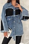 Women's Black Pocket Detailed Knitwear Mesh Oversize Denim Jacket - 3
