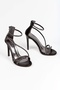 Women's Black Jewelled Platform High Heel Shoes - 5