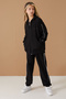 Girl's Black Tracksuit Set - Written Cardigan, 19486 - 6