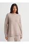 10636 Crew Neck Knitwear Sweater with Sewing Detail - Mink M. - 4
