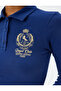 Polo Neck T-Shirt Camisole Long Sleeve Buttoned College Embroidered Slim Fit - 5