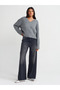 10645 V-Neck Soft Textured Knitwear Sweater-Smoked M. - 3