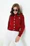 Women's Ornamental Pocket Detailed Cardigan Claret Red 20857 - 5