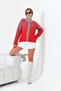 Women's Zipper Detailed Cardigan Red 20870 - 5