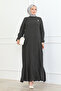 Brooch Detailed Karin Dress Black