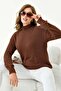 Women's Basic Half Turtleneck Sweater Brown 20878 - 4