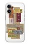 iPhone 16 Compatible Stamp Ticket Patterned Transparent Silicone Phone Case