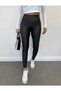 Black High Waist Ribbed Recovery Matte Leather Leggings - 5