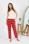 Fashion Stripe Women Combed Cotton Patterned Single Bottom Pajamas 27530 Burgundy - 2