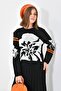 Women's Flower Pattern Detailed Skirted Set Black 20125 - 3