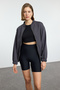 Antrasit Fermuarlı Oversize/Geniş Kalıp Kalın İçi Polarlı Örme Hırka/Sweatshirt TWOAW25SW00122 - 2