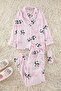 Açık Pembe Panda Desenli Uyku Bantlı Polar Kışlık Örme Pijama Takımı THMAW22PT0359 - 5