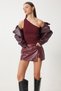 Women's Burgundy Single Shoulder Scan Knitwear Blouse Fn03208
