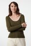 Green Ribbed Pool Collar Color Block Knitwear Sweater Twoaw25Kz00242