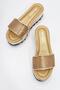 Women's Wedge Heeled Stone Slippers Gold Gold - 3