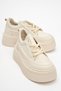 Laced women's sports shoes ecru beige