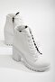 Lace-Up Women's Heeled Boots White Skin White