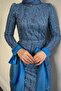 Blue Sequined and Laced September Evening Dress - 3