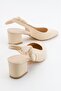 Side Bow Open Back Women's Heeled Shoes Beige Zra - 4