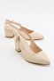Side Bow Open Back Women's Heeled Shoes Beige Zra