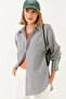 Women's Black Metallic Thread Striped Shirt Mbms021 60501021 - 8