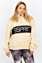 Women High Neck Brand Logo Sweatshirt, Beige