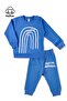 Baby Boy and Girl Striped Patterned Seasonal Blue Unisex Top and Bottom Set