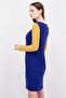 Women Colorblock Sheath Dress, Blue - 3