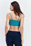 Women Tie Neck Sleeveless Crop Top, Teal Green - 3