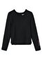 Kids Girl Crew Neck Long Sleeves Plain Top, Black - 2
