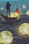 Wall Cloth Man Collecting Moon from the Sea Quality Canvas Wall Tapestry-4016 - 2